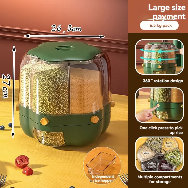 Rotating Rice Bucket For Home Use